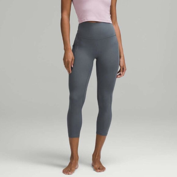 Lululemon Align High-Rise Crop Leggings with Pockets 23" Oil Grey Nulu Size 12 - Picture 1 of 16
